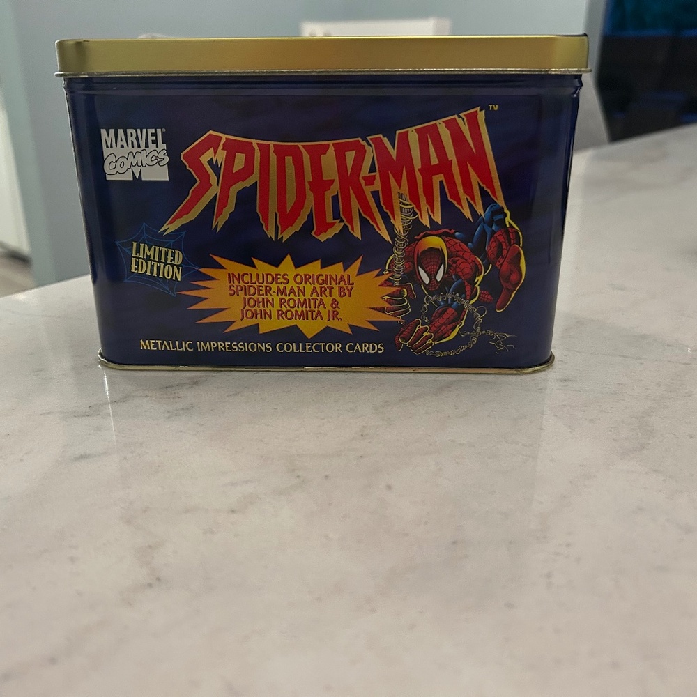 1996 Marvel Spider-Man Limited Edition Metallic Impressions Collector Cards Tin